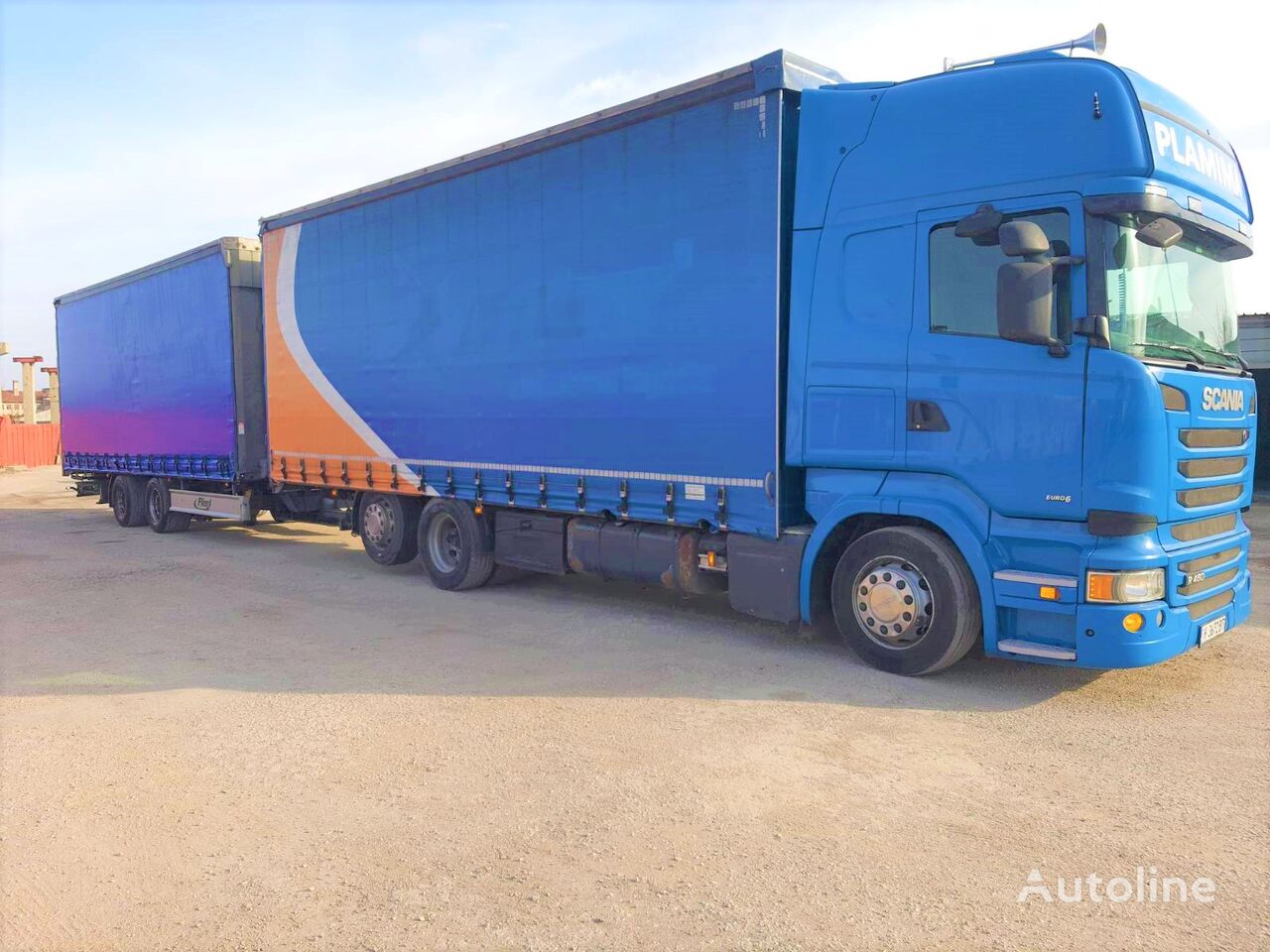 Scania R450 curtainsider truck + curtain side trailer